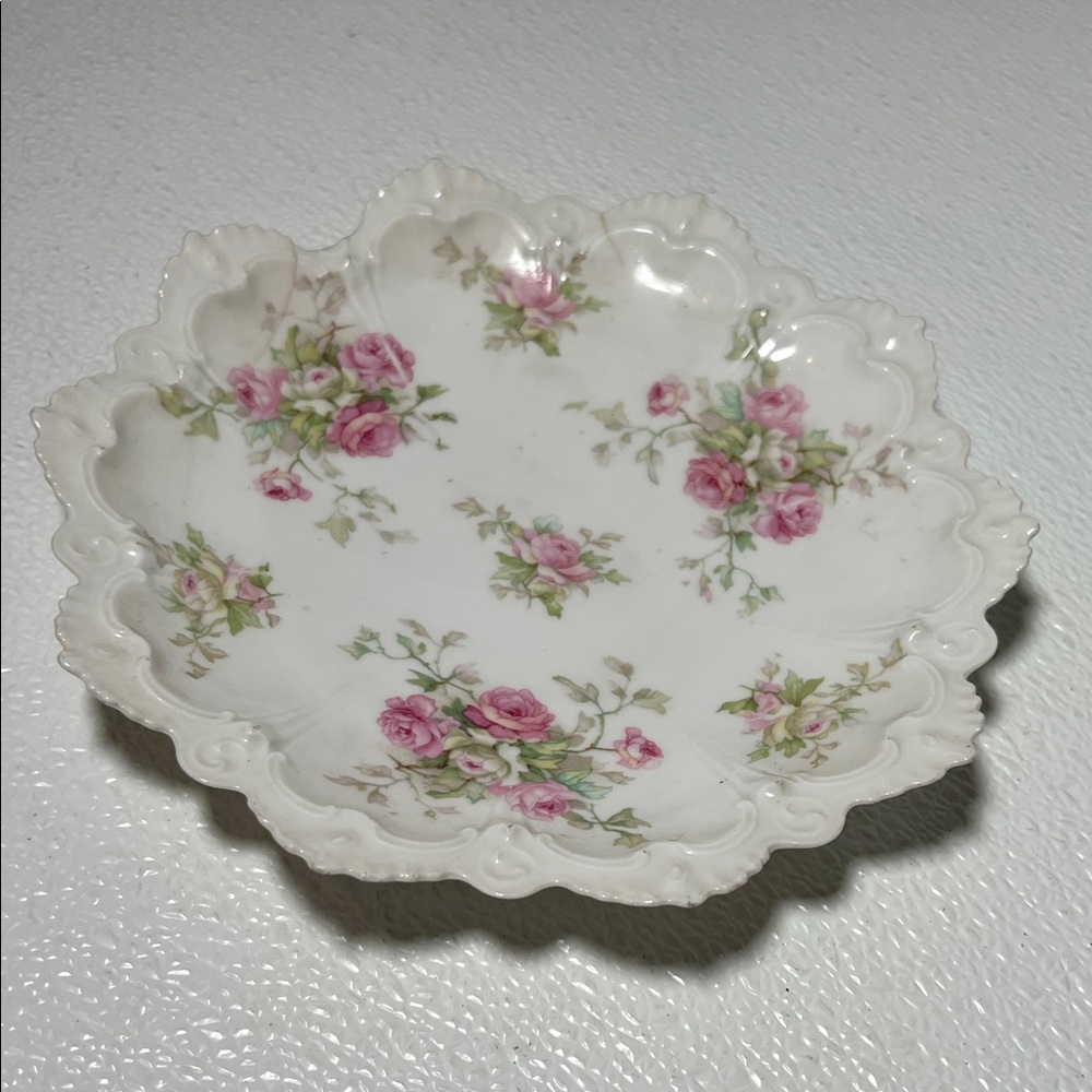 Vintage M. Z. Austria Plate Floral Design Scalloped Edge Soft Colors